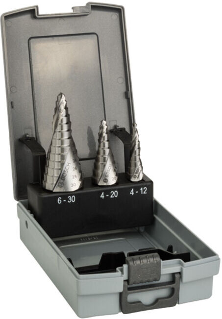 BOSCH foret étagé HSS set 3 pièces 4 - 12 mm 4 - 20 mm 6 -30 mm (2608587426)