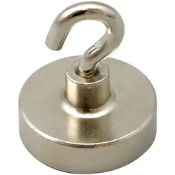 10 Magnethaken, Neodym 25 mm, Stahl, Neodym, silber