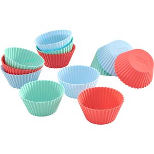 Lurch Muffinförmchen Muffinliner, wiederverwendbar aus Silikon, Ø 6,5 cm, Standardgröße, bunt, 12 Stück