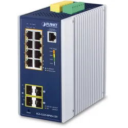 PLANET IGS-5225 Industrial Railmount Gigabit Managed Switch, 8x RJ-45, 4x SFP, 240W PoE+