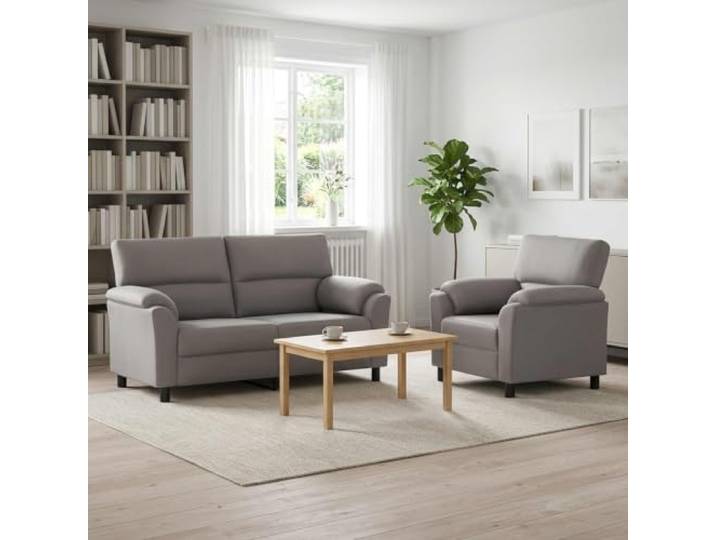 Sofa-Set 2 Stück Hellgrau Samt Metallrahmen,Kissenrücken,konische Beine,Samtoberfläche,Wohnzimmer,Gäste