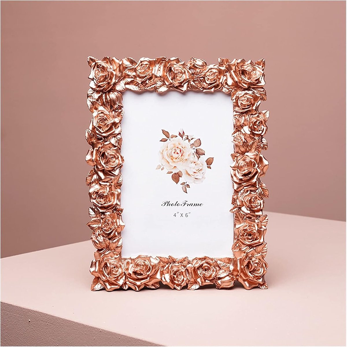 Fotolijst Roos - Hars Fotolijstje - Roze Goud - 4x6 inch