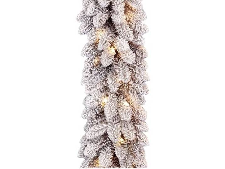 LAALU LED Weihnachtsgirlande Deluxe Viola 270 cm schneebedeckt 2D 70 warmweiße LED Netzbetrieb mit Drahtenden