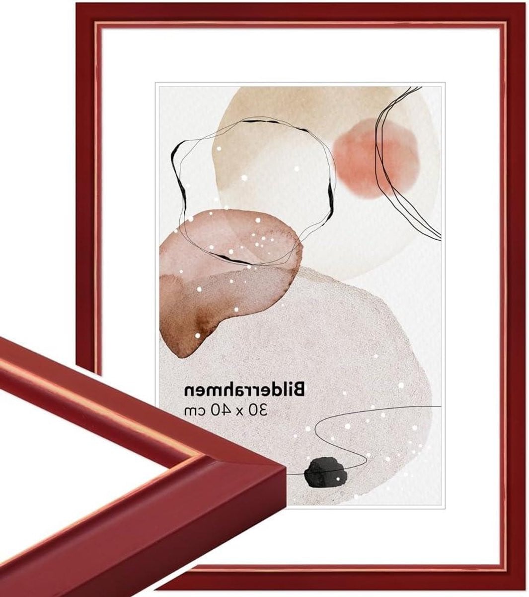 Fotolijst Hout Rood - Landelijke Posterlijst met Echt Glas - DIN A3