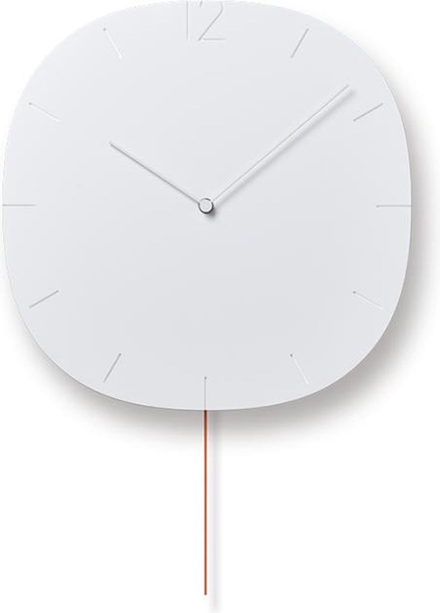 Lemnos Pendel-Wandklok Carved-Wave Wit Analoog
