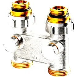 Oventrop Umlenkstück mit Absperrung 1016363 Durchgang, 50mm, 1/2"AGx3/4"AG, vernickelt