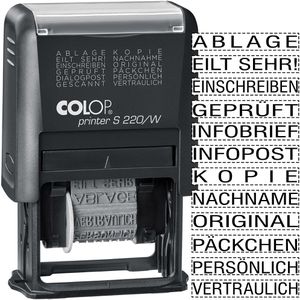 Colop Printer S 220/W Stempel, Textstempel, mit 12 Lagertexten