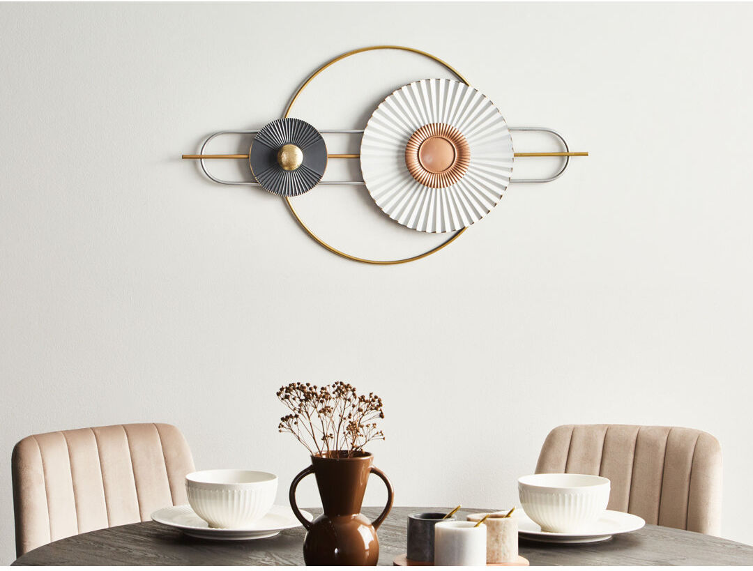 Fairmont Park AMARANTE Handmade Abstract Iron Wall Decor White;Gold;Gray 43cm H X 80cm W