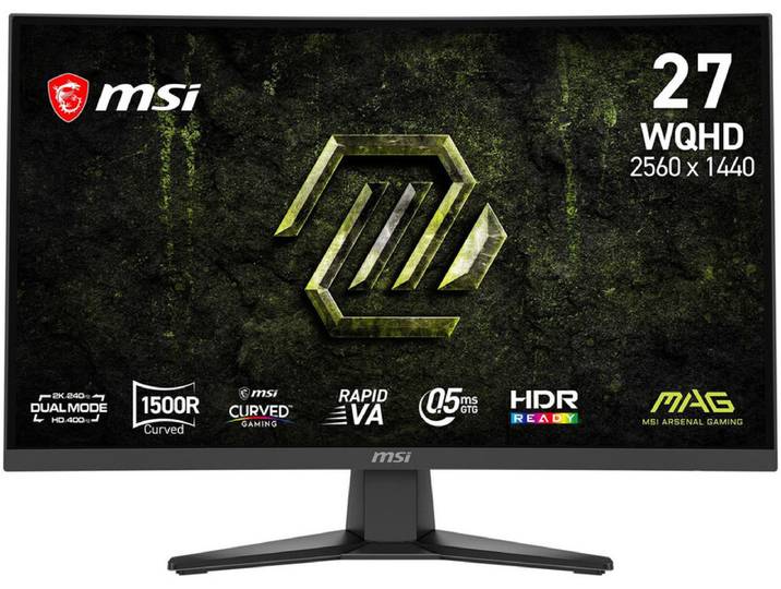 MSI MAG 275CQDF X24 27 WQHD Curved Gaming Monitor, 2560×1440, 240 Hz, Rapid VA, 0,5 ms, FreeSync Premium, HDR Ready, Zwart