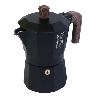 Espressokocher PINTINOX "BALCK&WOOD", mattschwarz, 6, Kaffeemaschinen
