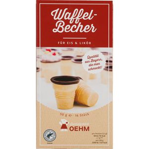 Spezialgebäck-Oehm Waffelbecher, mit Schokolade, essbar, 16 Stück