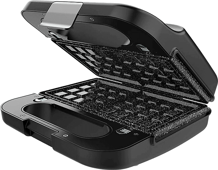 Sandwichera - Cecotec 04309, 3 placas desmontables, 1000 W, Revestimiento RockStone, Negro