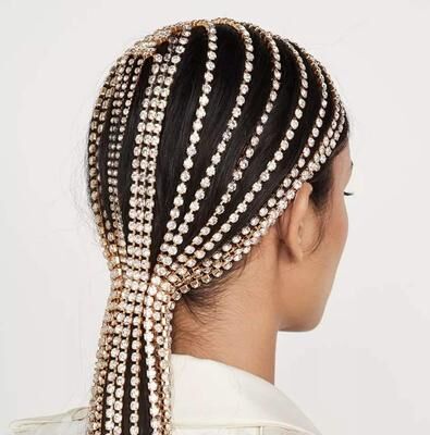 Inspired Deals Crystal Rhinestone Tassel Headband For Weddings And Parties gold