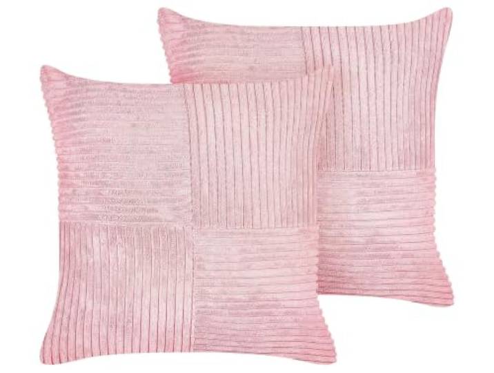 Beliani Set aus 2 dekorative Kissen aus Cord 43 × 43 cm Rosa Millet