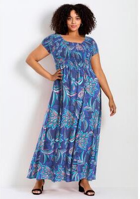 Plus Size Women's Raelynn Shirred Bodice Dress by Avenue in Coral Coast (Size 16)