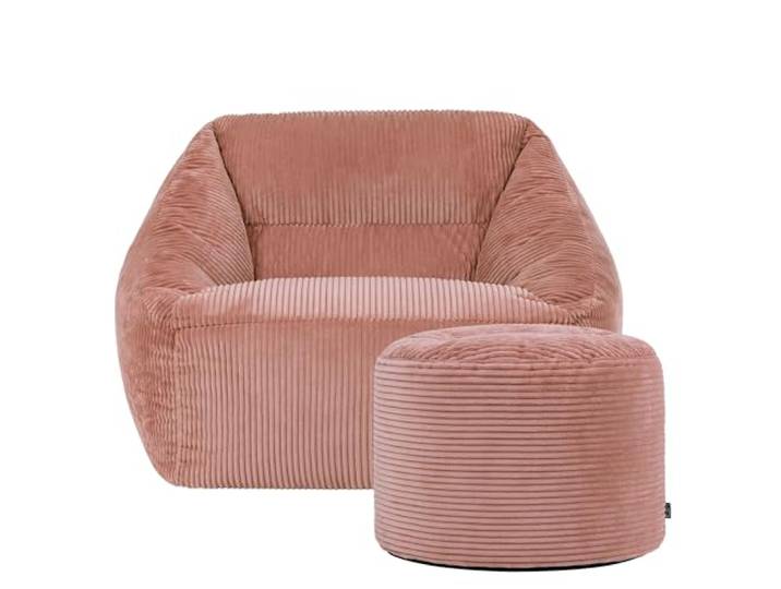 Icon Natalia Sitzsack Sessel und Hocker mit Füllung, Rosa In Deutschland Hergestellt, Sitzsack Erwachsene, Flauschiger Cord Stoff, Riesen Sitzsack Cord für Wohnzimmer und Schlafzimmer