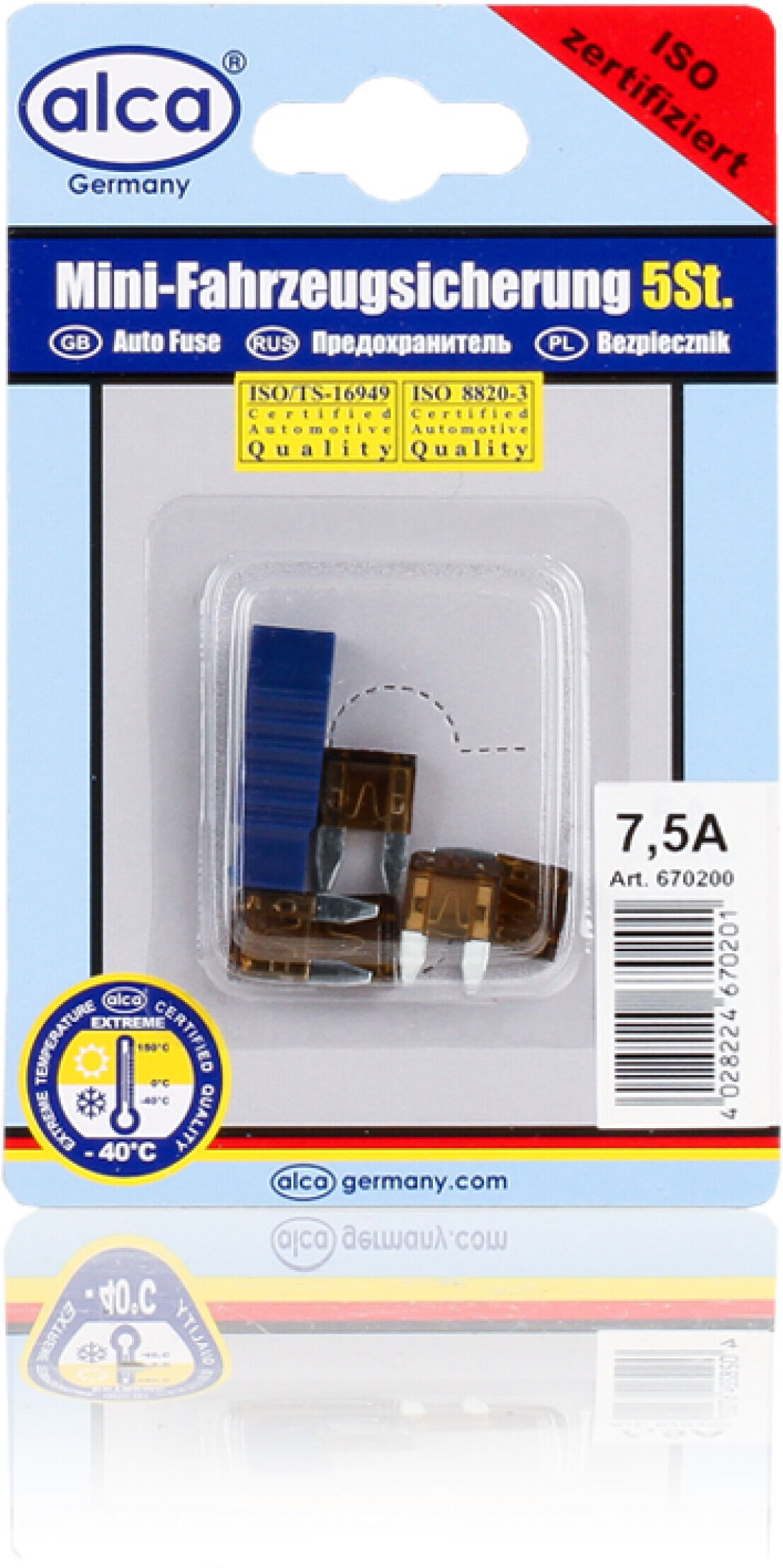 Alca Sicherung Mini-Sicherungen 7,5 A 5st. Blister 670200