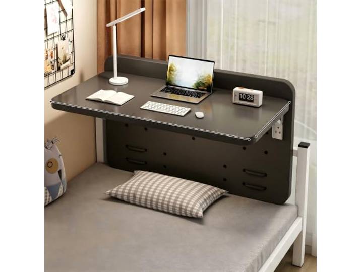 SHAMOXIX Klappbarer Nachttisch zum Einhängen für Etagenbetten und Wohnheime Platzsparendes Design, Verstellbare Haken, Stabile Holzkonstruktion, Einfache Montage(C,23.6in*13.8in*11.8in)