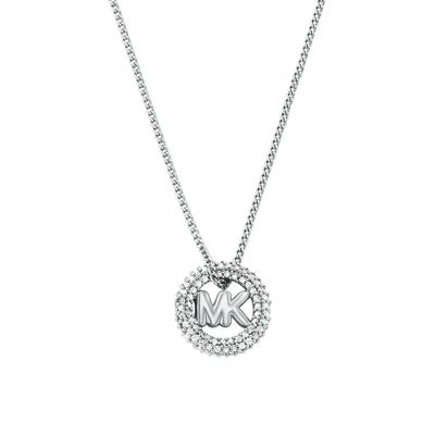 Kette mit Anhänger MICHAEL KORS "Schmuck Geschenk Metall Halsschmuck PREMIUM", silber (metallfarben, kristallweiß), Halsketten, Damen, Metall, L: 45,5 B: 1mm, mit Zirkonia (synth.), B:1mm