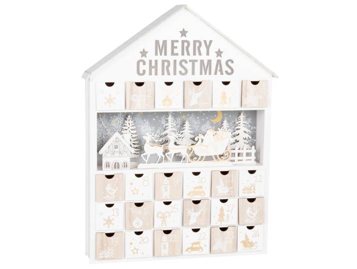 Leuchtender Adventskalender aus Pappelholz, zweifarbig