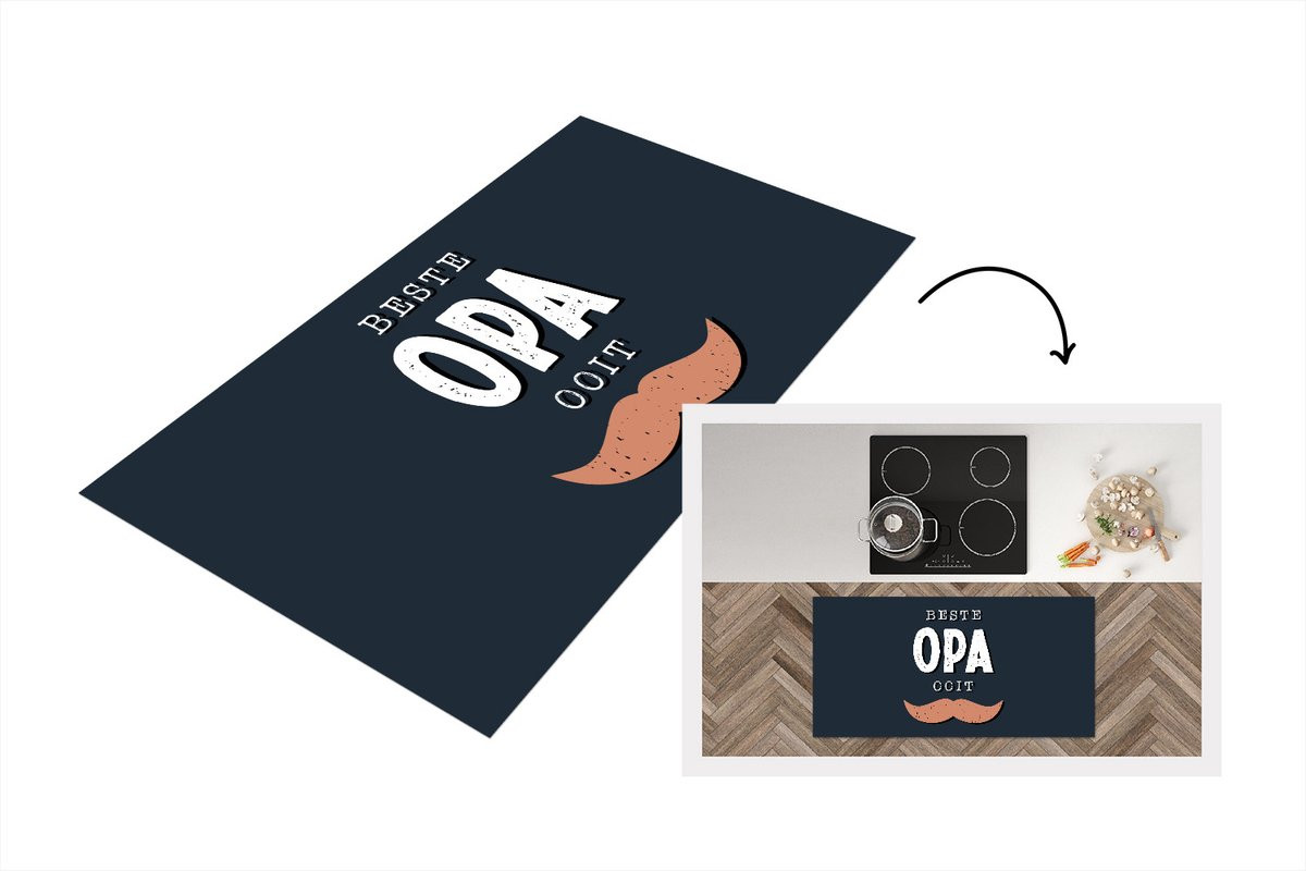 KitchenYeah Keukenloper met Quotes Beste Opa Ooit - Vinyl - B/D: 120 x 60 cm