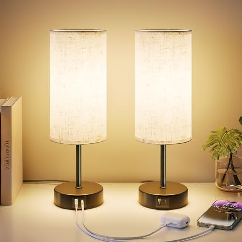 UPXNBOR Set van 2 dimbare LED nachtlampjes met lade
