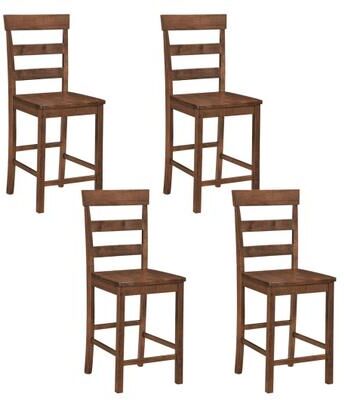 Costway Set of 4 Counter Height Bar Stools with Rubber Wood Frame for Home Dining Room
