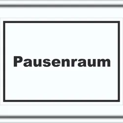 HB-Druck Pausenraum Schild mit Text Pause Mittagspause waagerecht A1 Rückseite selbstklebend