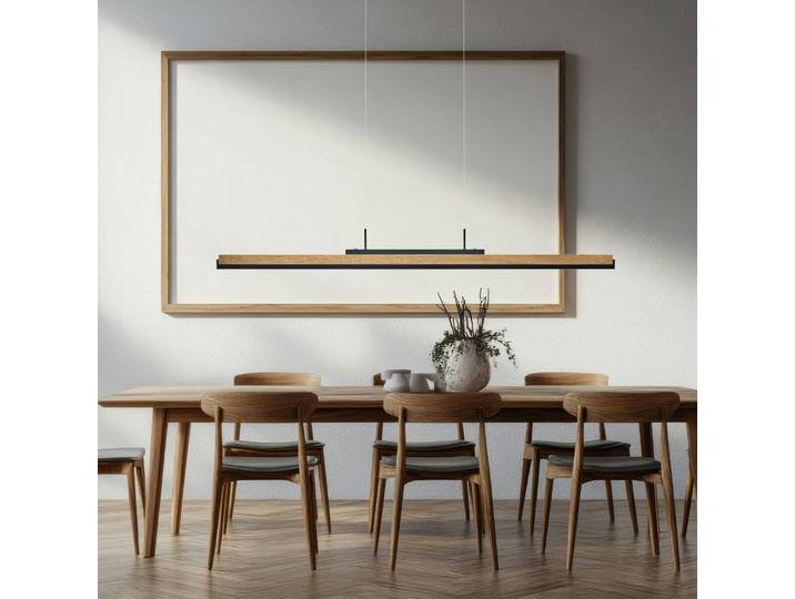 Buschwerk Holz Hängelampe Arian, dimmbar, Holz hell, für Wohn- / Esszimmer, Metall, Modern, Pendelleuchte