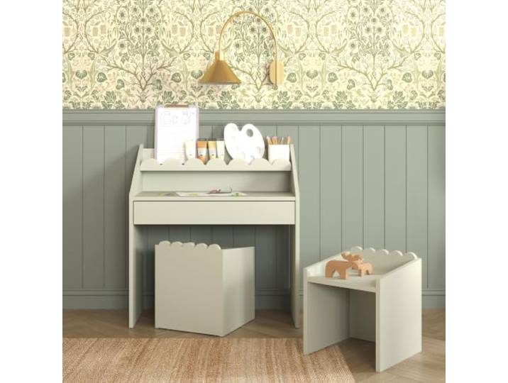 Bellamy Book Nook - Schreibtisch Montessori für Kinder 2-8 Jahre, Höhenverstellbar, Kindertisch mit Schublade und Einlegeboden, Kompakt für Kleines Zimmer (Salbei)
