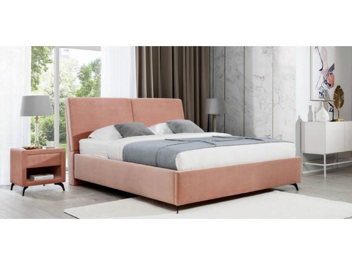 Xlmoebel Polsterbett Rosa Art déco Bett aus Holz mit eleganten Textilien (Bett, 1-tlg., Bett), Hergestellt in Europa