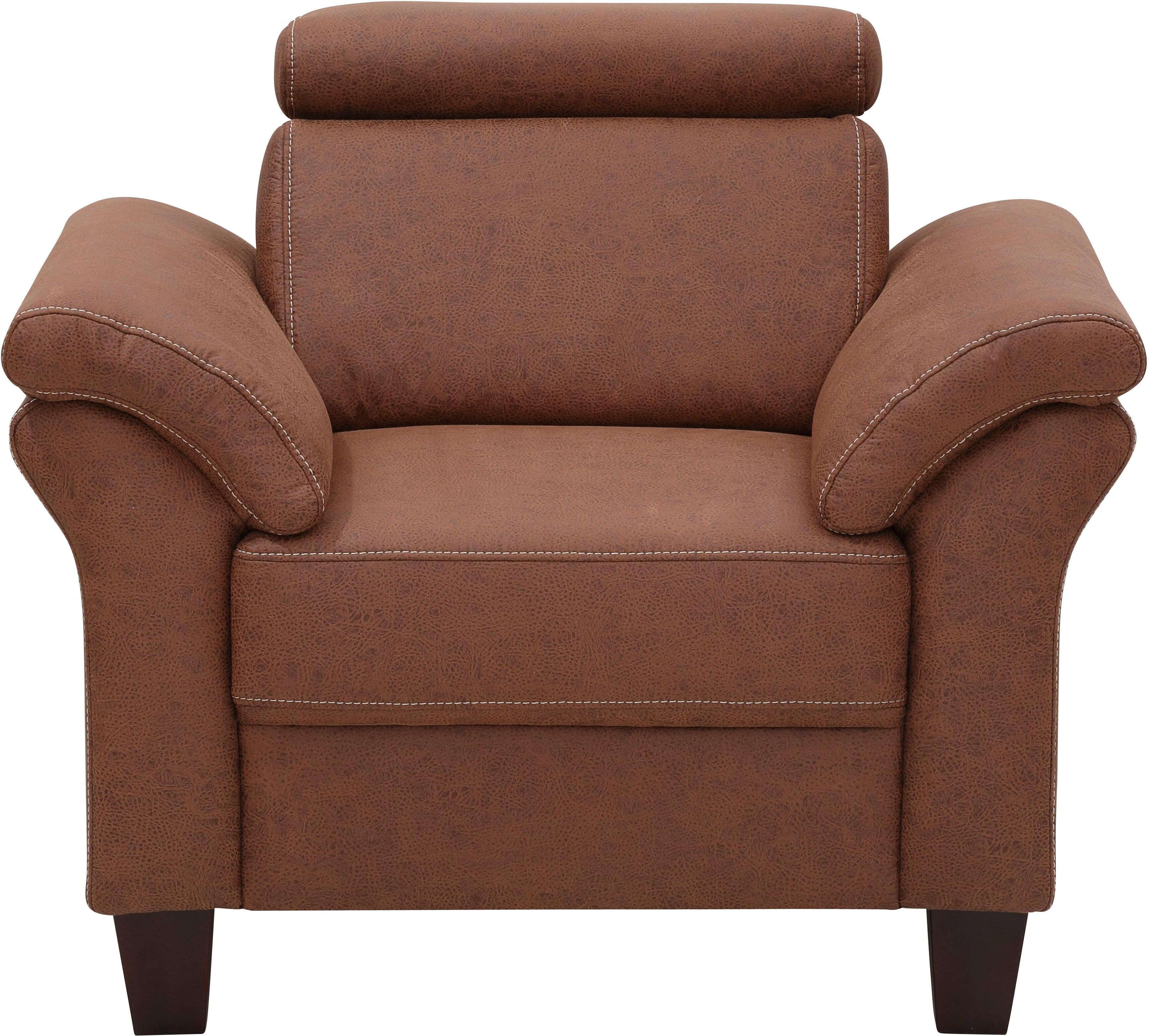 Sessel GOODPRODUCT "Arngast", braun (haselnuss), B:101cm H:84cm T:93cm, Luxus-Microfaser (100% Polyester);Luxus-Microfaser Lederoptik (100% Polyester), ;Struktur fein (100% Polyester), Sessel, Sessel, Inclusive Kopfteilverstellung und Federkern haselnuss 