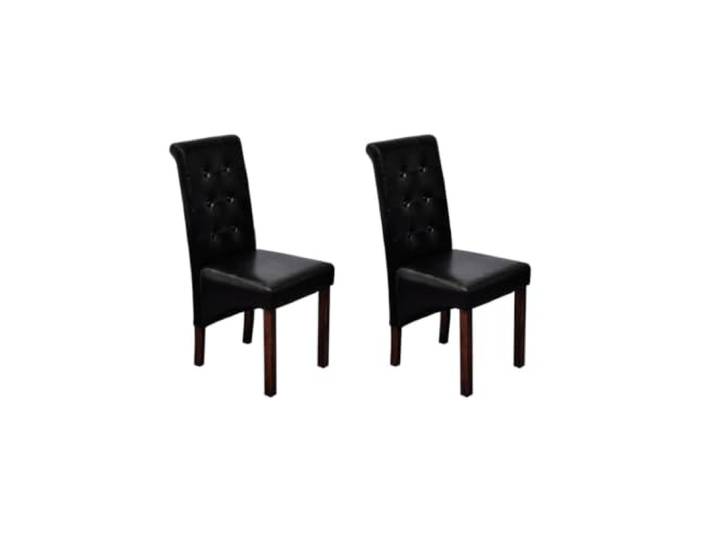 Todiikf Esszimmerstühle 2er Set Polsterstuhl mit Holzbeinen Schwarz Ergonomische Polsterstühle mit Kunstlederbezug und dunkelbraunen Massivholzbeinen für Küche und Esszimmer.