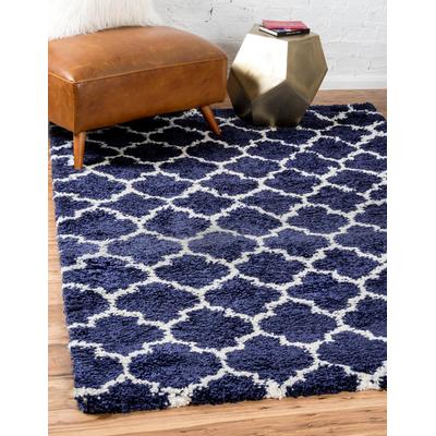 Hochflor-Teppich "Temara Shag, LAGERRÄUMUNG", blau (marineblau, elfenbeinfarben), B:152cm H:51mm L:244cm, Polypropylen (PP), MYFLAIR MÖBEL & ACCESSOIRES, Teppiche, gewebt, weich & kuschelig, ideal im Wohnzimmer & Schlafzimmer