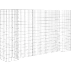 Helloshop26 - H-förmiger Gabionen-Pflanzkasten Hochbeet für Pflanzen Garten Terrasse Außenbereich Stahldraht 260 x 40 x 150 cm 02_0000866
