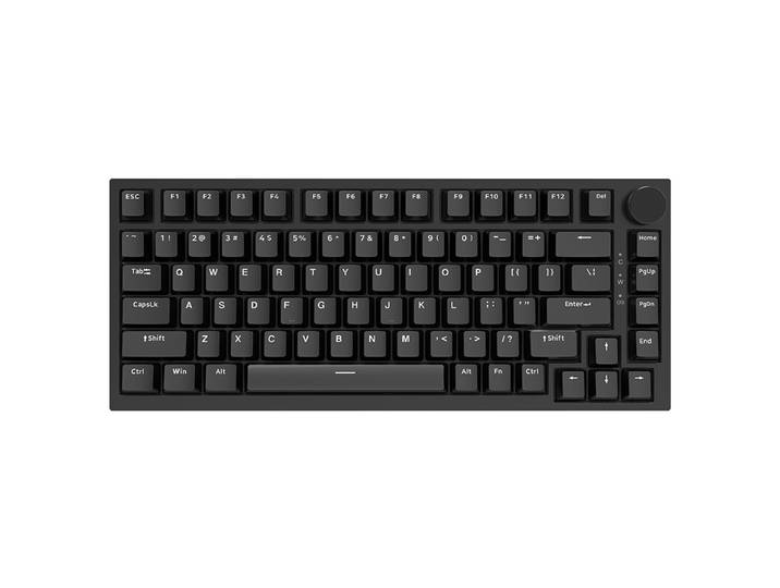 AJAZZ AK820 clavier mécanique filaire 75 %, disposition QWERTY US, interrupteurs linéaires remplaçables à chaud, montage sur joints (gasket mount), rétroéclairage blanc, 83 touches avec molette de volume CNC, mousse Poron, capuchons en PBT de profil OEM,