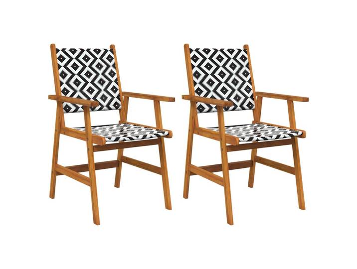 vidaXL Gartenstühle 2er Set Massivholz Akazie, Braun, Holz, 56x92x62 cm, Gartenmöbel, Gartensessel, Gartenstühle