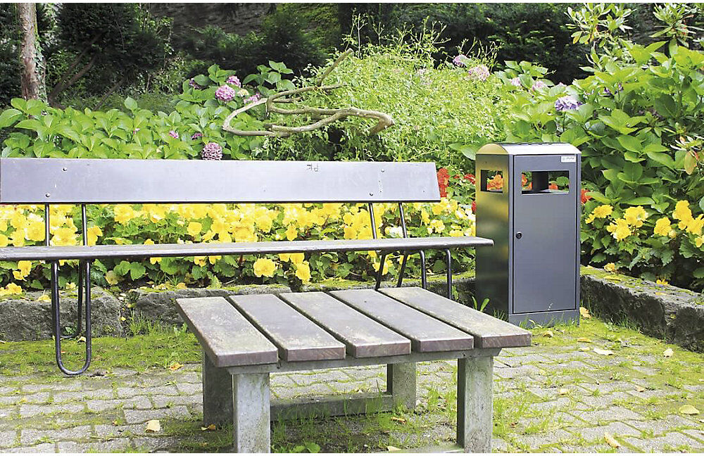 kaiserkraft Abfallsammler mit Ascher, Volumen 40 l, anthrazitgrau