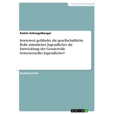 Inwieweit gefährdet die gesellschaftliche Rolle männlicher Jugendlicher die Entwicklung der Genderrolle homosexueller Jugendlicher?, Taschenbuch von