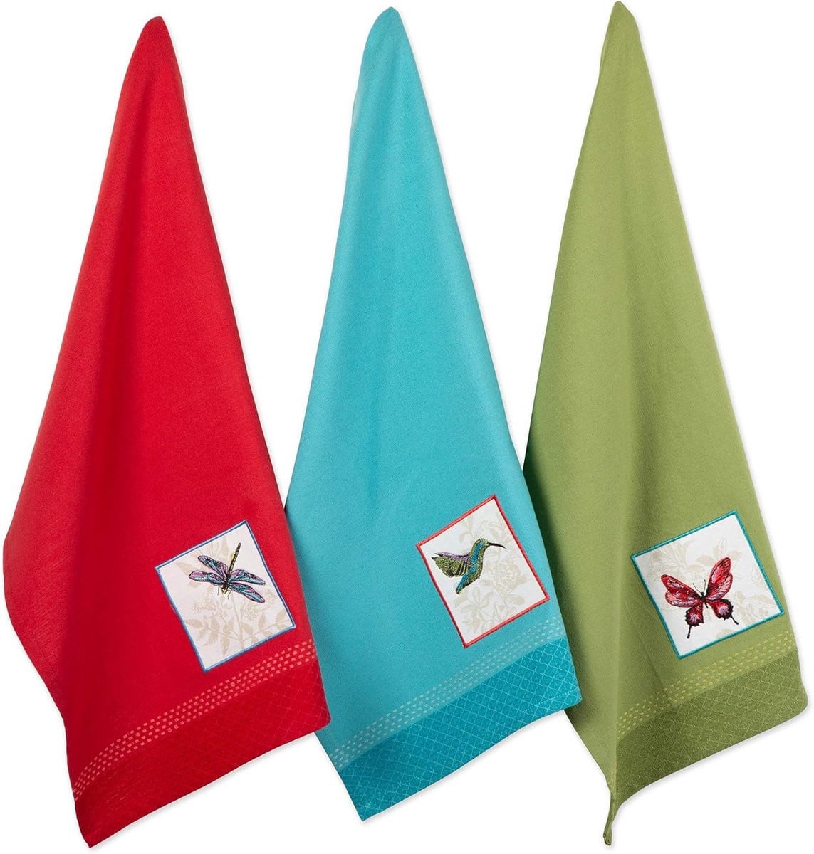 Set van Botanische Geborduurde Vaatdoeken van 100% Katoen