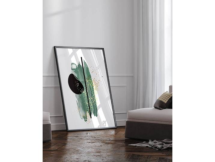 Bild Green Abstract Buche Massiv, lackiert Acrylglas Multicolor 73 x 93cm