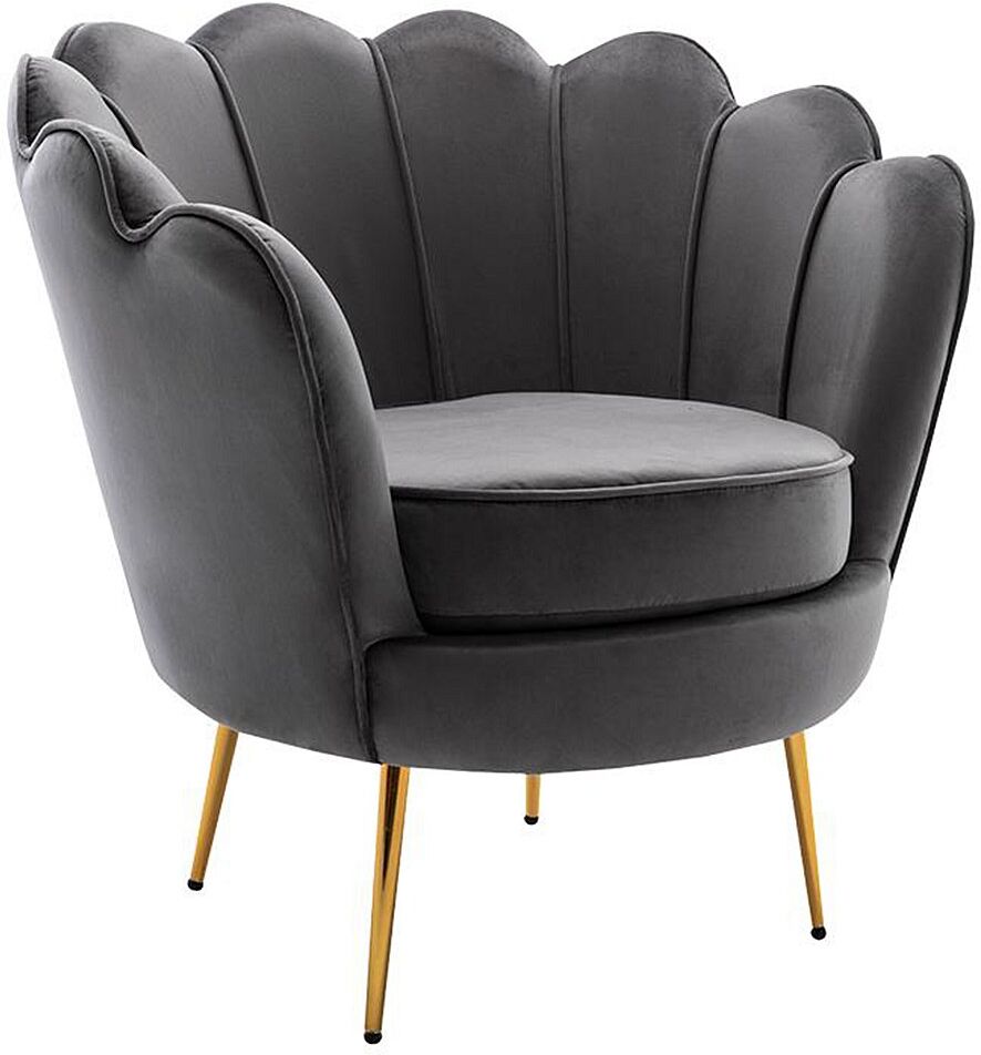 Vente-unique Fauteuil coquillage en velours anthracite DANDELION