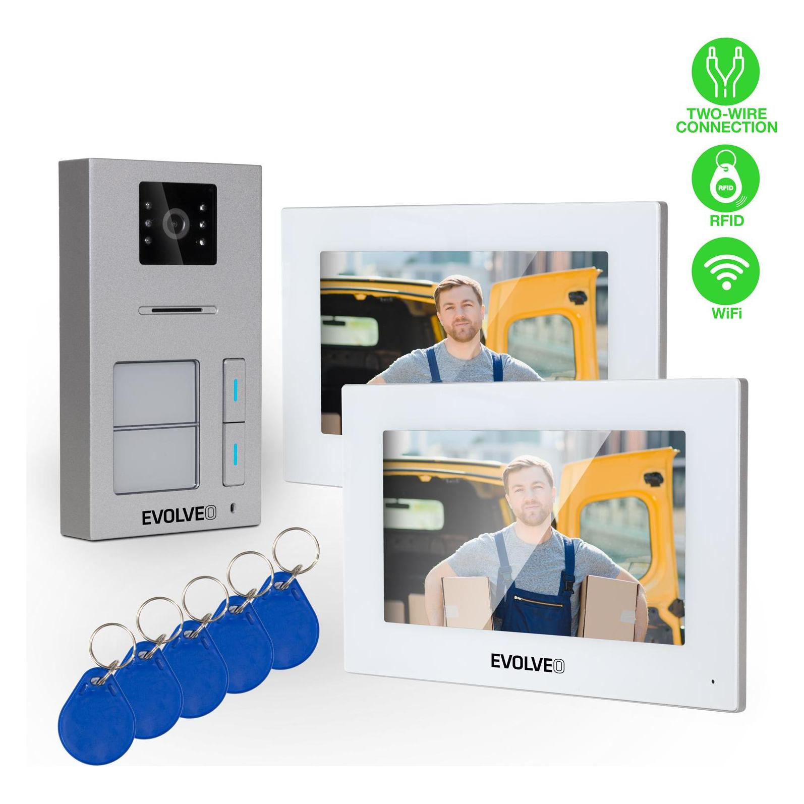 Evolveo DoorPhone AP2-2 drátový videotelefon pro dva byty s aplikací (Kabelgebunden, WLAN) (DPAP2-W)