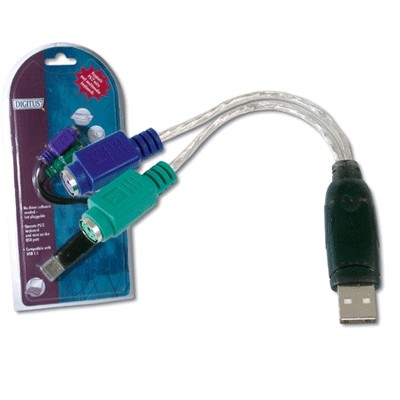 DIGITUS 80x USB auf PS2 Adapter A/M to 2x Mini-DIN 6/F Mini-Din 6pol. 1.x (DA-70118)
