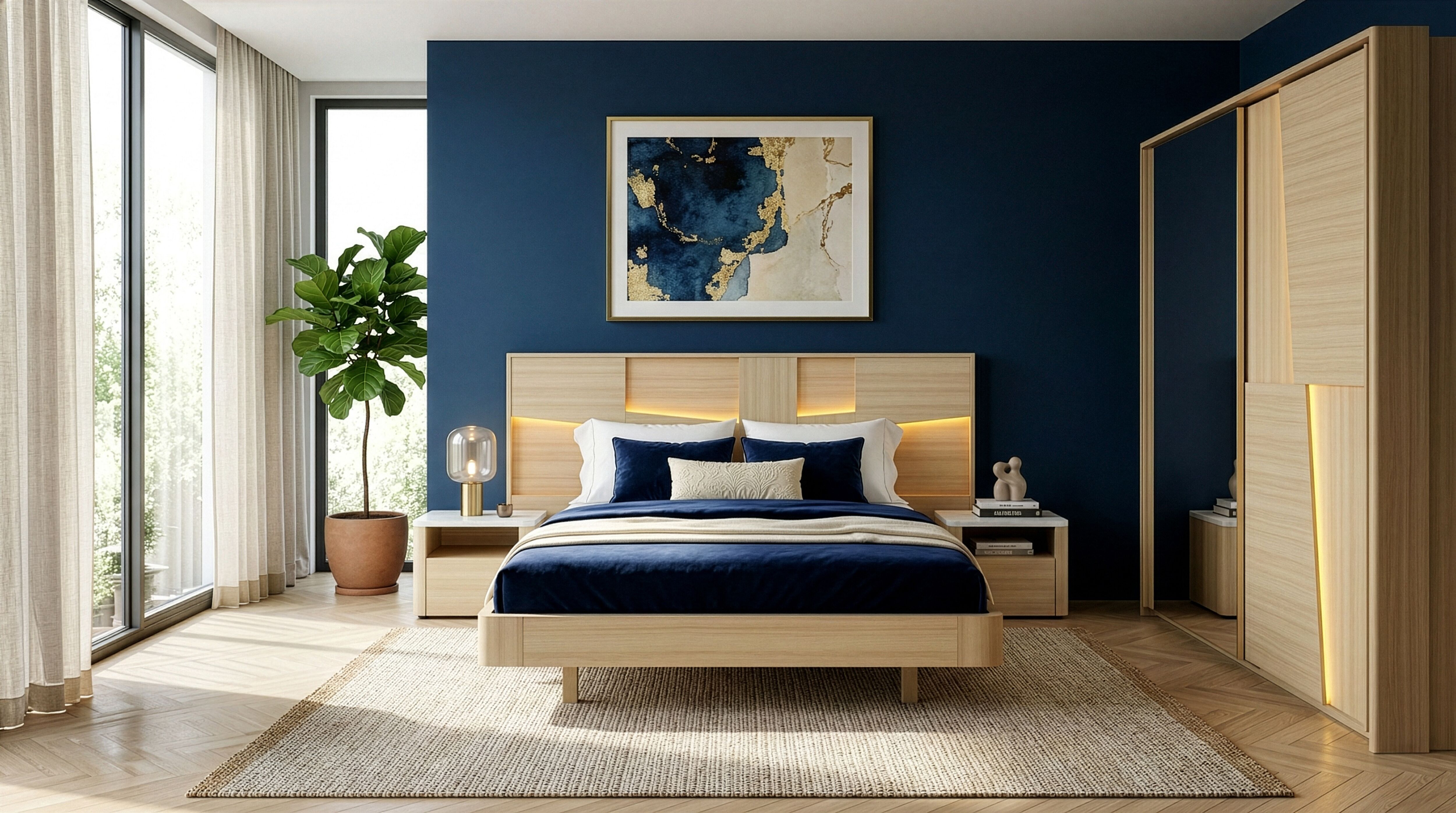 Einzelbett GAMI, eiche nachbildung, eiche nachbildung, eiche nachbildung, B:226cm H:107cm L:210cm, Betten, Einzelbett, Ein elegantes Bett mit integrierter Beleuchtung