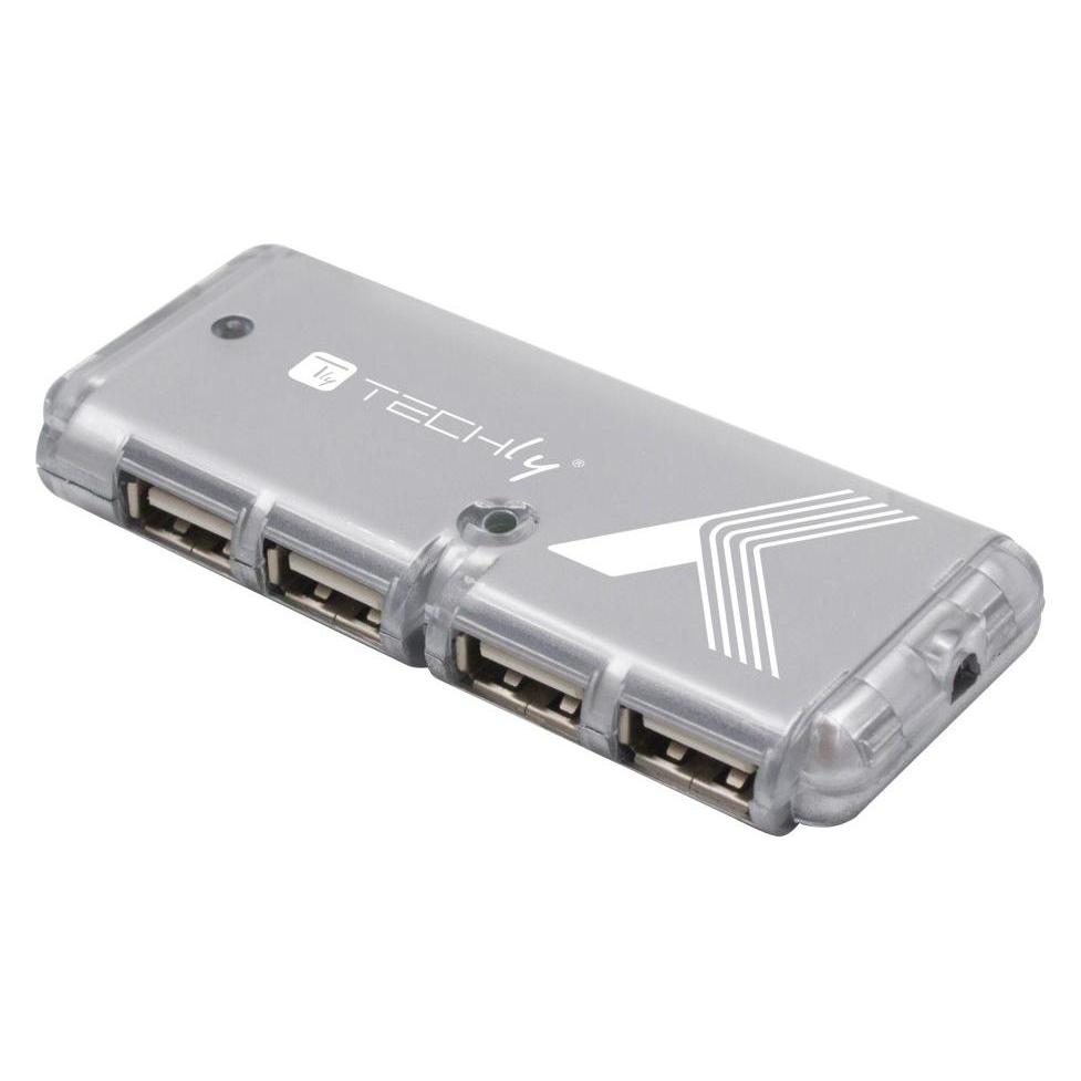Techly USB 2.0 Mini Hub, 4-Port (USB-A, 4 Ports) (IUSB2-HUB599TY)