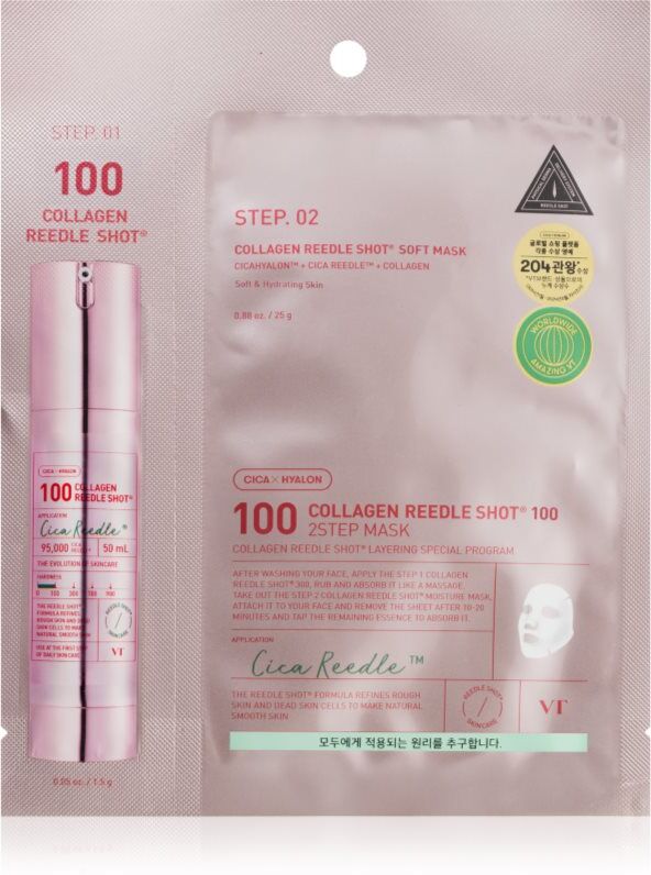 VT Cosmetics Collagen Reedle Shot 100 2 Step Mask lifting and firming mask for two-phase skin treatment 26.5 g