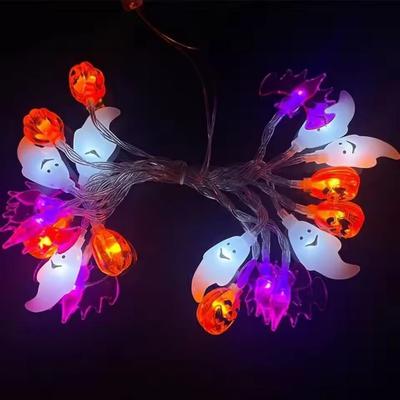 Inspired Living SpookyGlow 3D Pumpkin Bat Ghost Halloween String Lights (Battery Operated Halloween Decoration) white 6m 40led