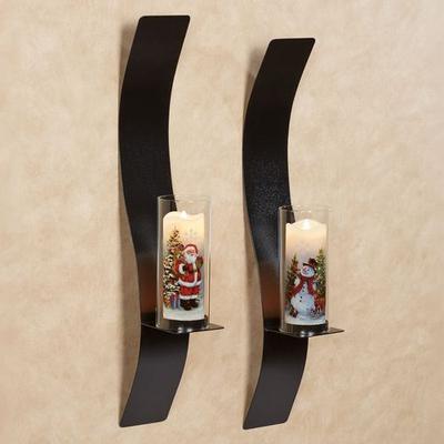 Touch Of Class Metal Sinuous Wall Sconce Pair Black, Large, Black