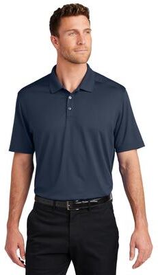 Port Authority K683 City Stretch Flat Knit Polo Shirt in River Blue Navy size Medium   Polyester Blend